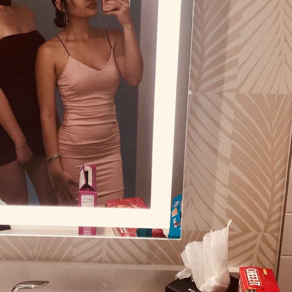 pink form fitting dress